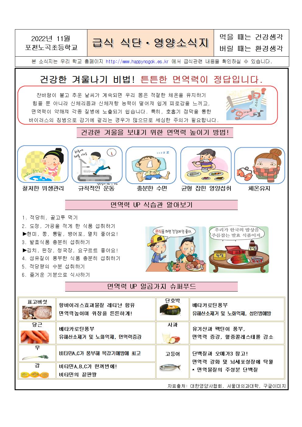 [일반] 11월 예정식단 및 영양통신문의 첨부이미지 1